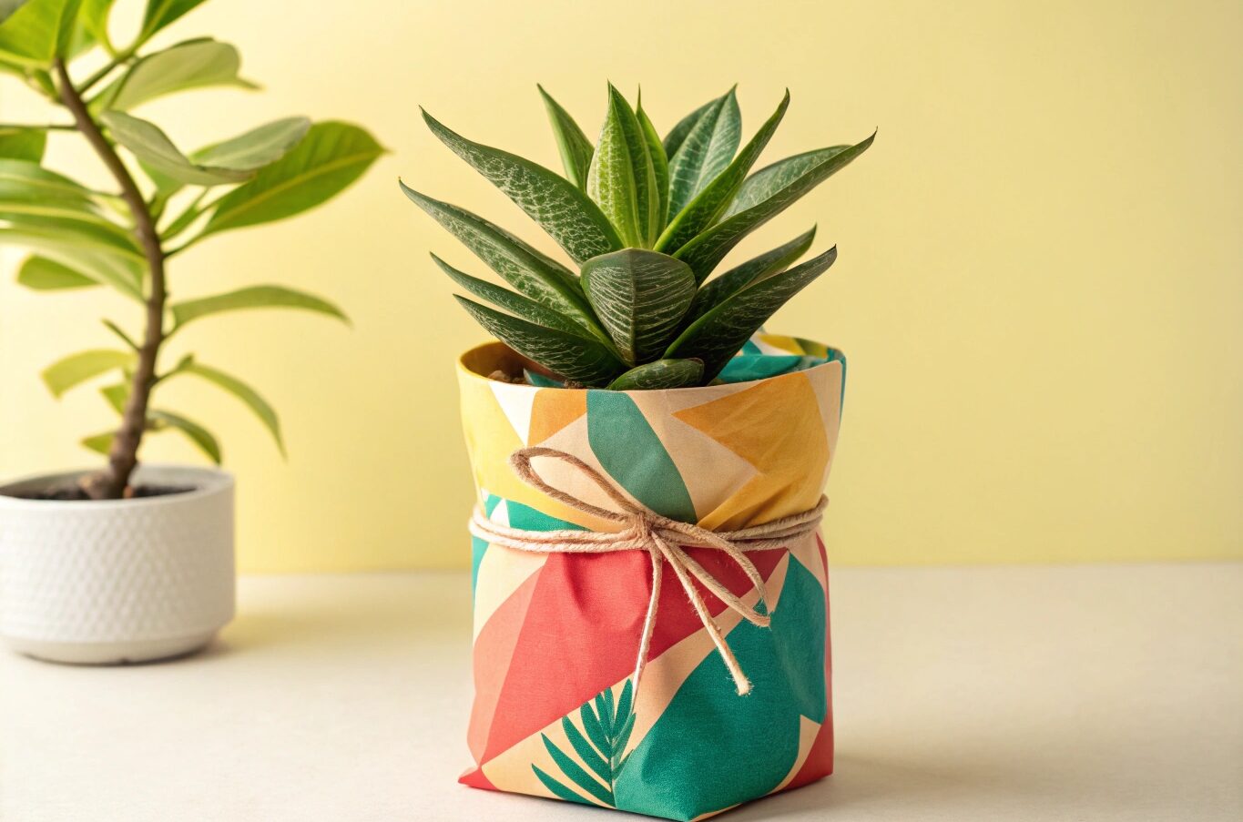 ラッピングされた観葉植物
