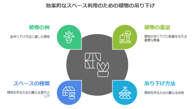 効率的なスペース利用のための植物の吊り下げ